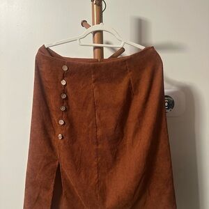 SHEIN Brown Button-Accent Pencil Skirt